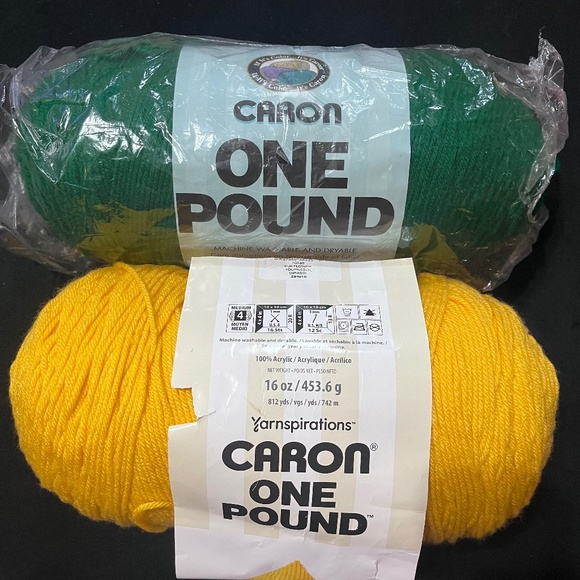 Caron One Pound yarn - kelly green, sunflower - Picture 1 of 1